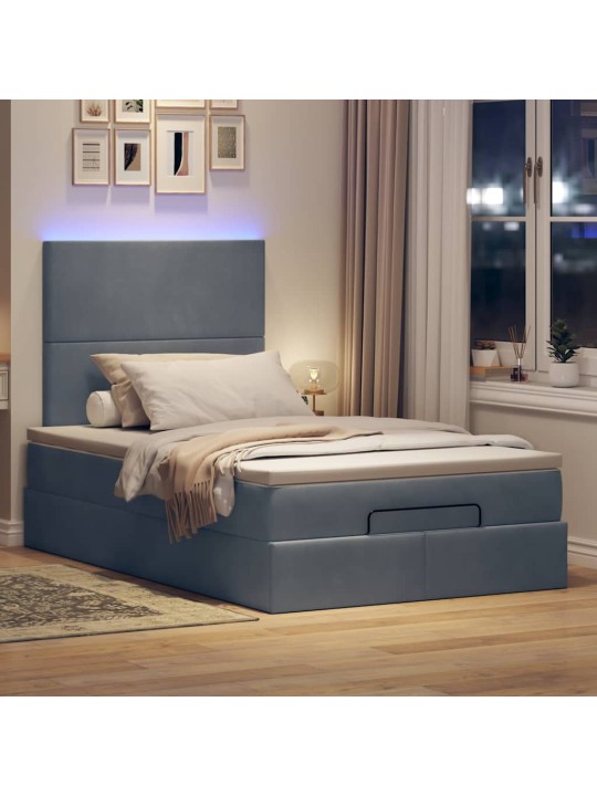 Osmaņu gultas rāmis ar matračiem tumši pelēks 120x190cm samts