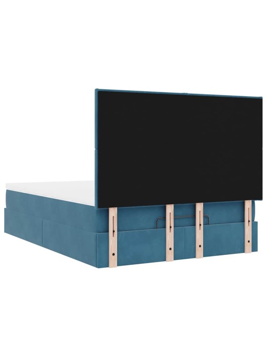 Osmaņu gulta ar matračiem & leds, tumši zils, 140x190cm, samts