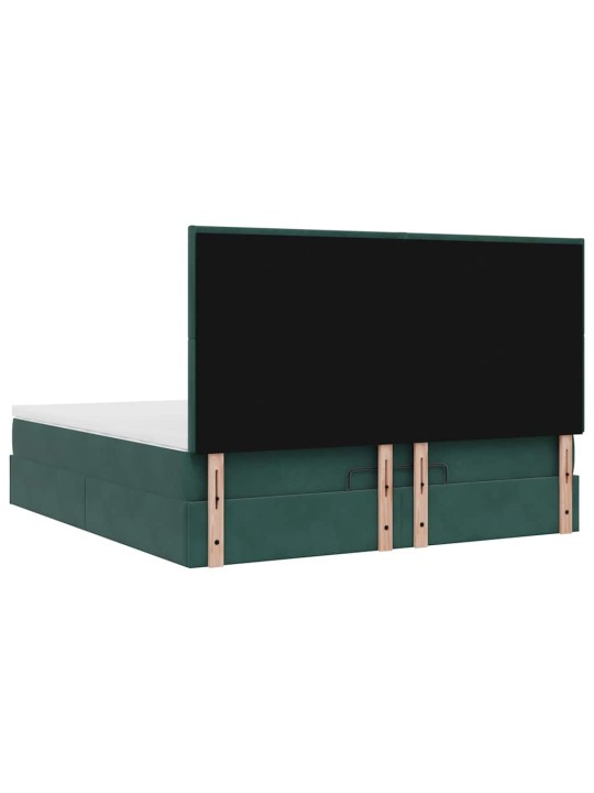 Osmaņu gultas rāmis ar matračiem tumši zaļš 160x200cm audums