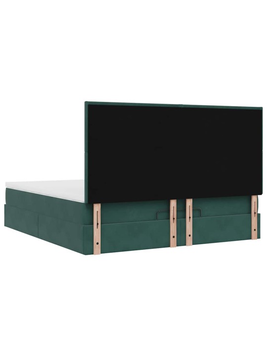Osmaņu gultas rāmis ar matračiem tumši zaļš 180x200cm audums