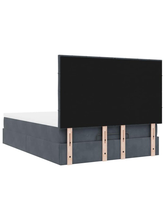 Osmaņu gultas rāmis ar matračiem tumši pelēks 140x190cm samts