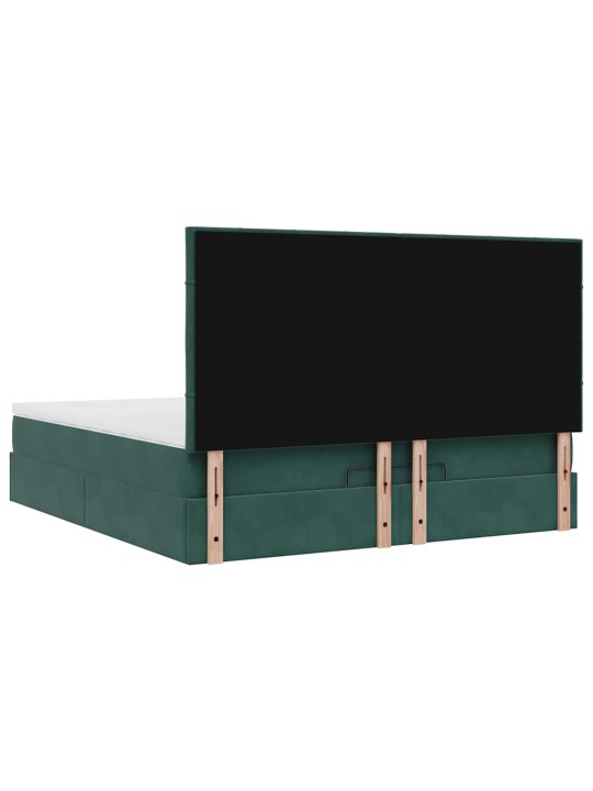 Osmaņu gultas rāmis ar matračiem tumši zaļš 160x200cm audums