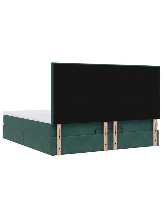 Osmaņu gultas rāmis ar matračiem tumši zaļš 180x200cm audums