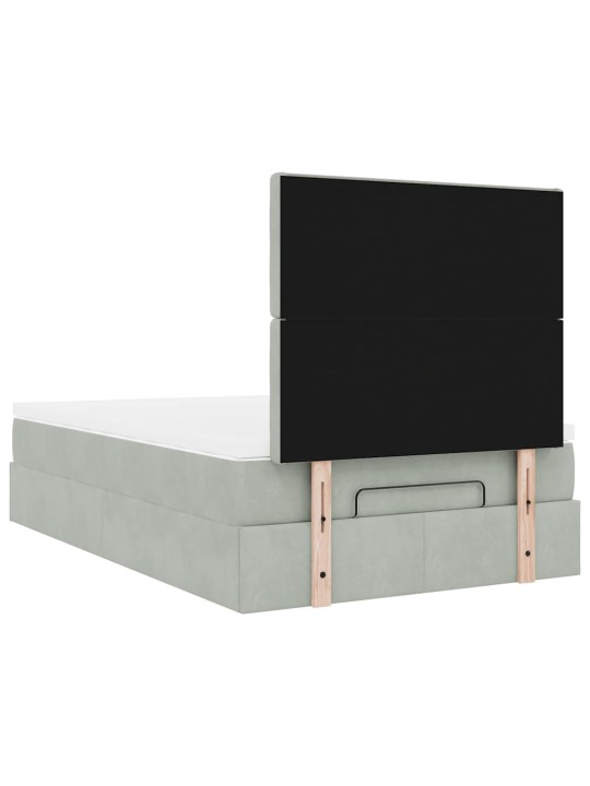 Osmaņu gultas rāmis ar matračiem gaiši pelēks 120x200 cm samts