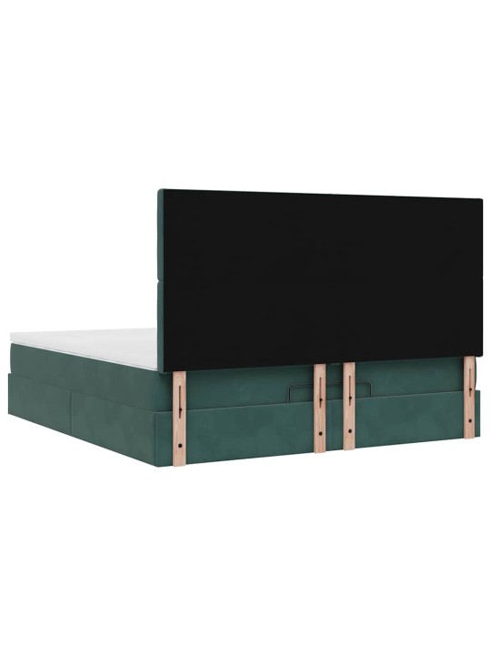 Osmaņu gultas rāmis ar matračiem tumši zaļš 160x200cm audums