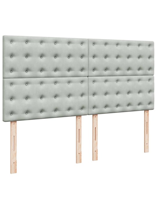 Osmaņu gultas rāmis ar matračiem gaiši pelēks 180x200cm audums