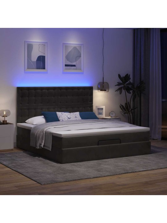 Osmaņu gultas rāmis ar matračiem melns 180x200cm audums