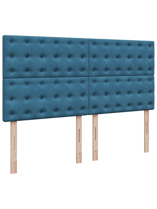 Osmaņu gultas rāmis ar matračiem tumši zils 180x200cm audums