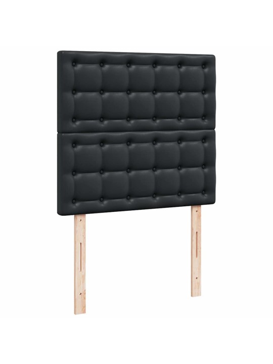 Osmaņu gulta ar matračiem un led, melns, 180x200cm mākslīgā āda