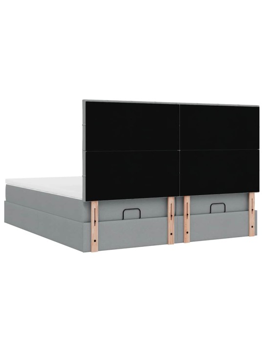 Osmaņu gultas rāmis ar matračiem gaiši pelēks 180x200cm audums