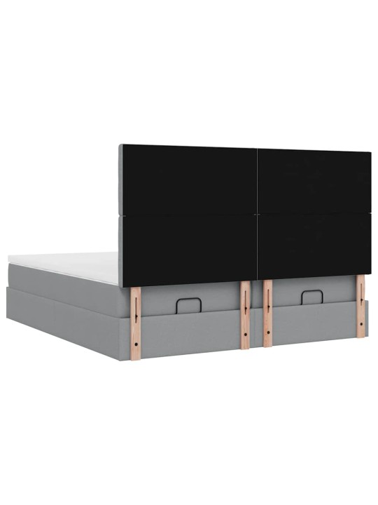 Osmaņu gultas rāmis ar matračiem gaiši pelēks 180x200cm audums