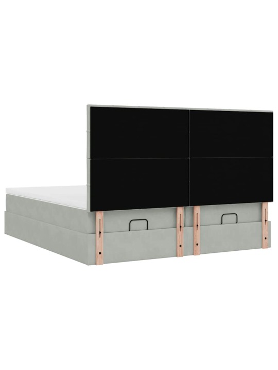 Osmaņu gultas rāmis ar matračiem gaiši pelēks 180x200cm audums