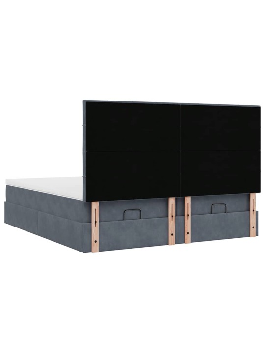 Osmaņu gultas rāmis ar matračiem tumši pelēks 180x200cm audums