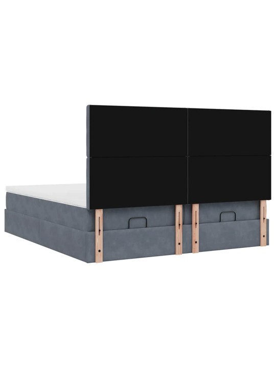 Osmaņu gultas rāmis ar matračiem tumši pelēks 160x200cm audums