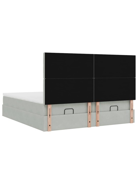 Osmaņu gultas rāmis ar matračiem gaiši pelēks 180x200cm audums