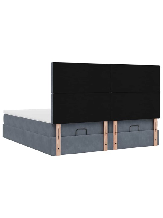 Osmaņu gultas rāmis ar matračiem tumši pelēks 180x200cm audums