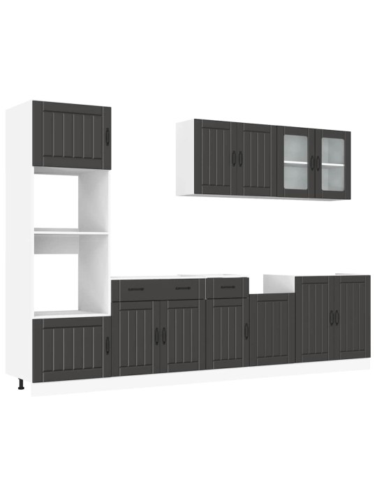 7-daļīgs virtuves skapītis komplekts, kalmar, melns