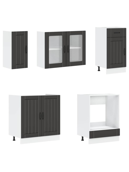 8-daļīgs virtuves skapītis komplekts, kalmar, melns