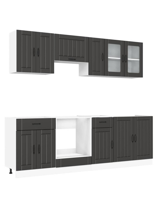 8-daļīgs virtuves skapītis komplekts, kalmar, melns