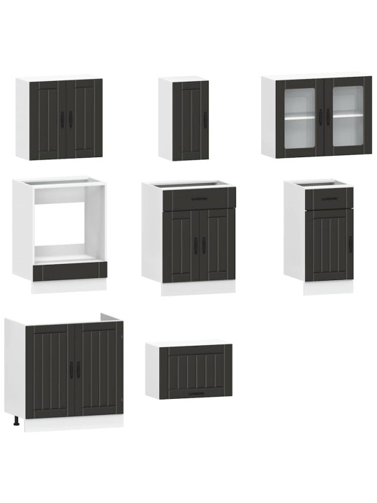 8-daļīgs virtuves skapītis komplekts, kalmar, melns
