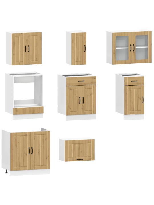 8-daļīgs virtuves skapītis komplekts, kalmar, koka krāsā