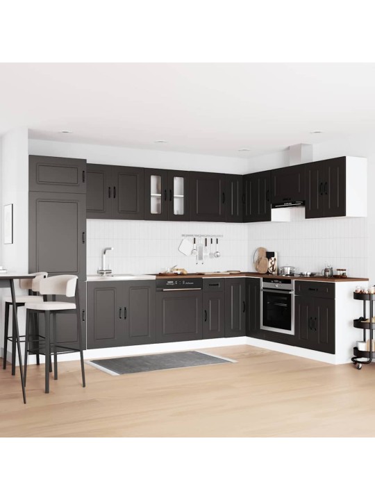 Virtuves skapis 2 pcs melna 80 x 46 x 81.5 cm inženierijas koks