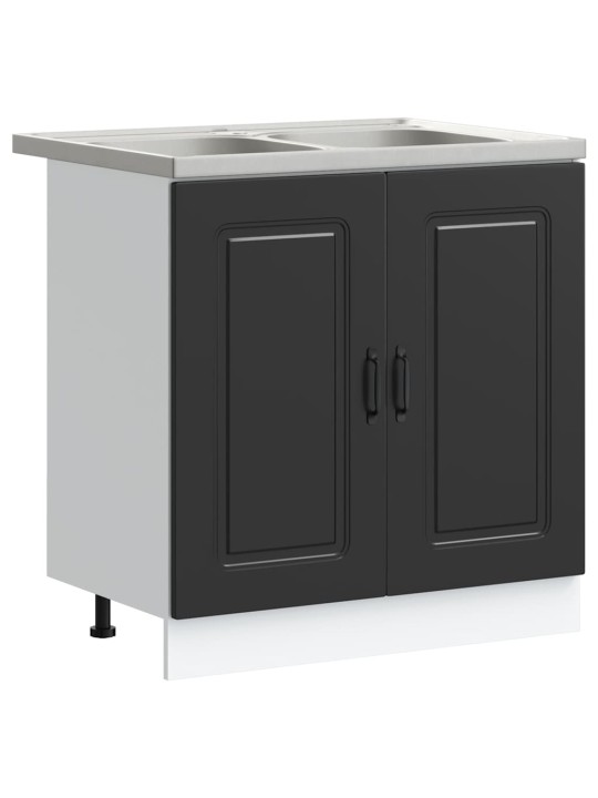 Virtuves skapis 2 pcs melna 80 x 46 x 81.5 cm inženierijas koks