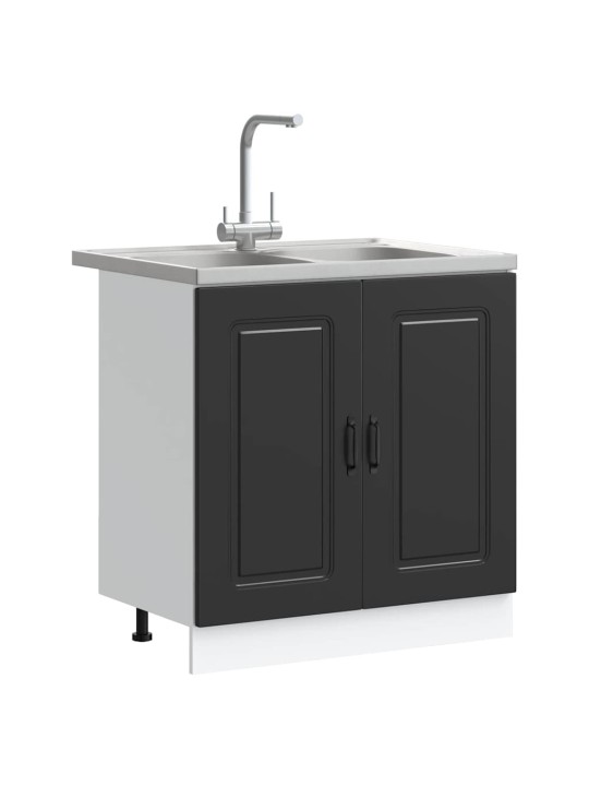 Virtuves skapis 2 pcs melna 80 x 46 x 81.5 cm inženierijas koks
