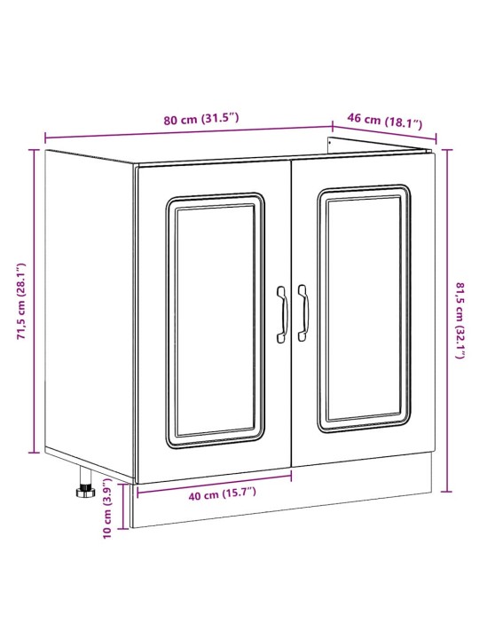 Virtuves skapis 2 pcs melna 80 x 46 x 81.5 cm inženierijas koks