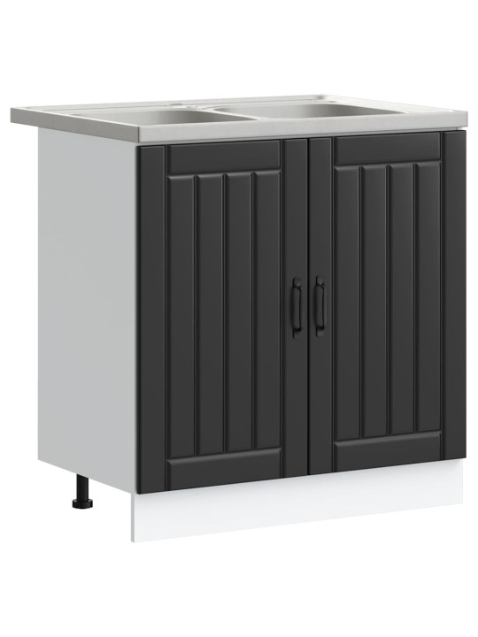 Virtuves skapis 2 pcs melna 80 x 46 x 81.5 cm inženierijas koks