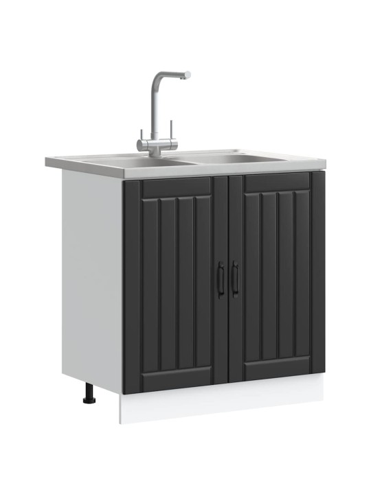 Virtuves skapis 2 pcs melna 80 x 46 x 81.5 cm inženierijas koks
