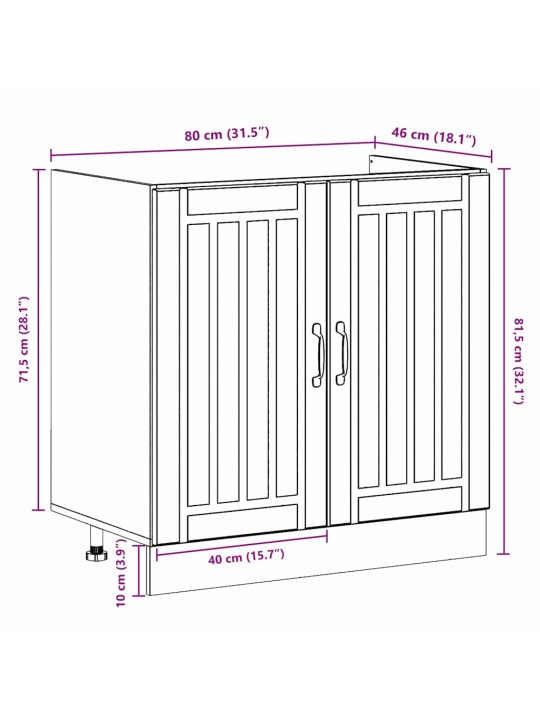 Virtuves skapis ar uzglabāšanu 2 pcs pelēka 80 x 46 x 81.5 cm