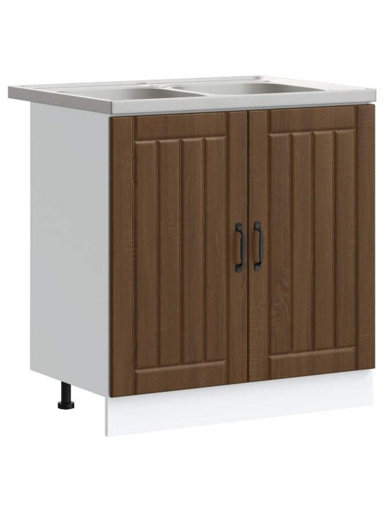 Virtuves skapis 2 pcs brūna 80 x 46 x 81.5 cm inženierijas koks