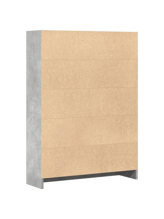 Grāmatu plaukts, betona pelēks, 80x24x109 cm, inženierijas koks