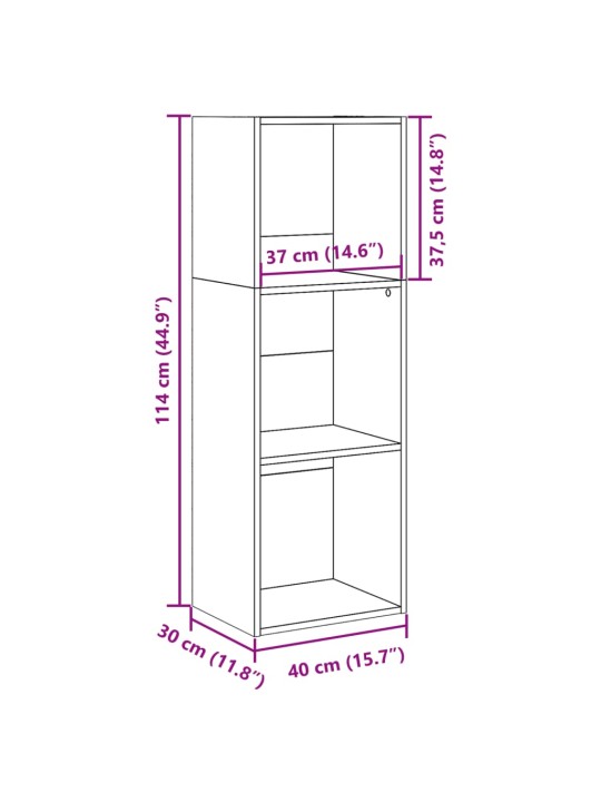 Grāmatu plaukts, melns, 40x30x114 cm, inženierijas koks