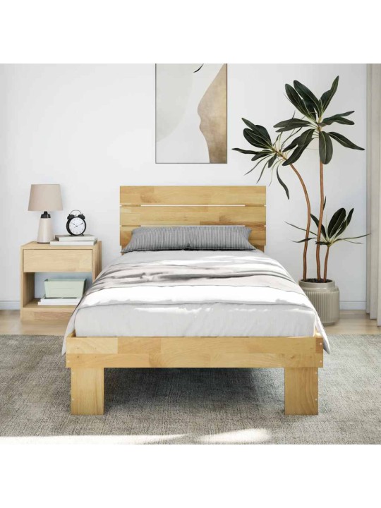 Gultas rāmis ar galvgali bez matrača 90x200 cm masīvkoka ozols