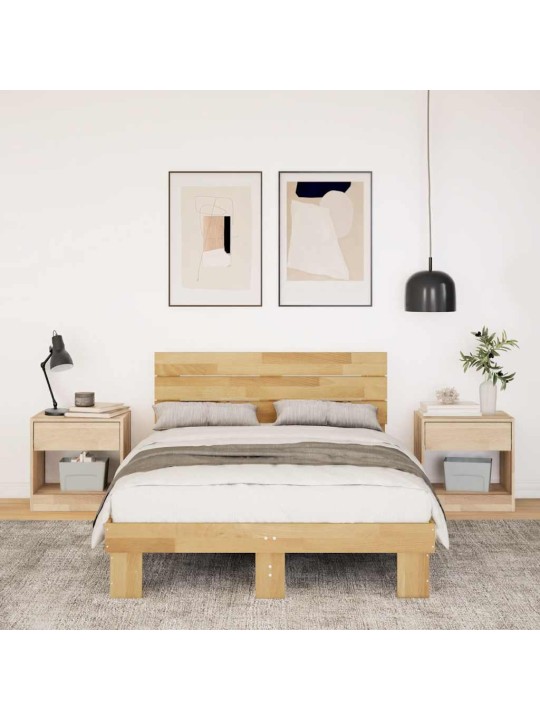 Gultas rāmis ar galvgali bez matrača 120x200 cm masīvkoka ozols