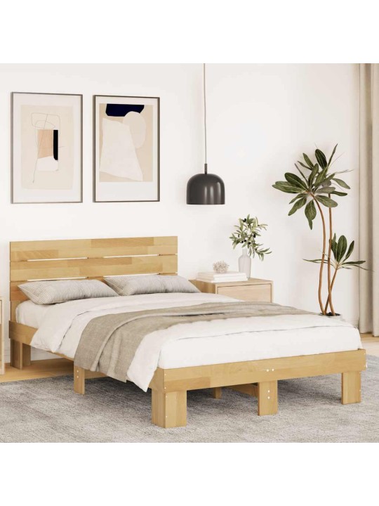 Gultas rāmis ar galvgali bez matrača 120x200 cm masīvkoka ozols