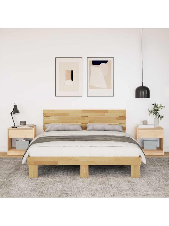 Gultas rāmis ar galvgali bez matrača 140x200 cm masīvkoka ozols