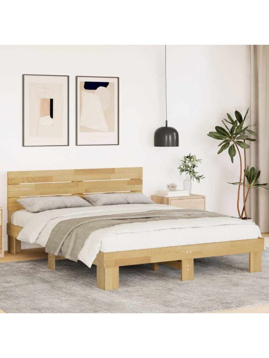 Gultas rāmis ar galvgali bez matrača 140x200 cm masīvkoka ozols