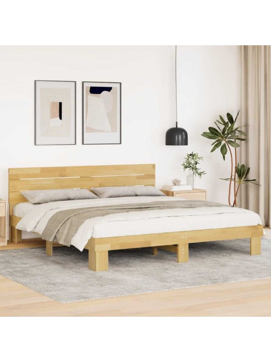 Gultas rāmis ar galvgali bez matrača 180x200 cm masīvkoka ozols