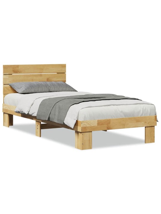 Gultas rāmis ar galvgali bez matrača 75x190 cm masīvkoka ozols
