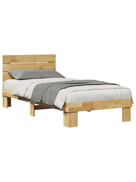 Gultas rāmis ar galvgali bez matrača 75x190 cm masīvkoka ozols