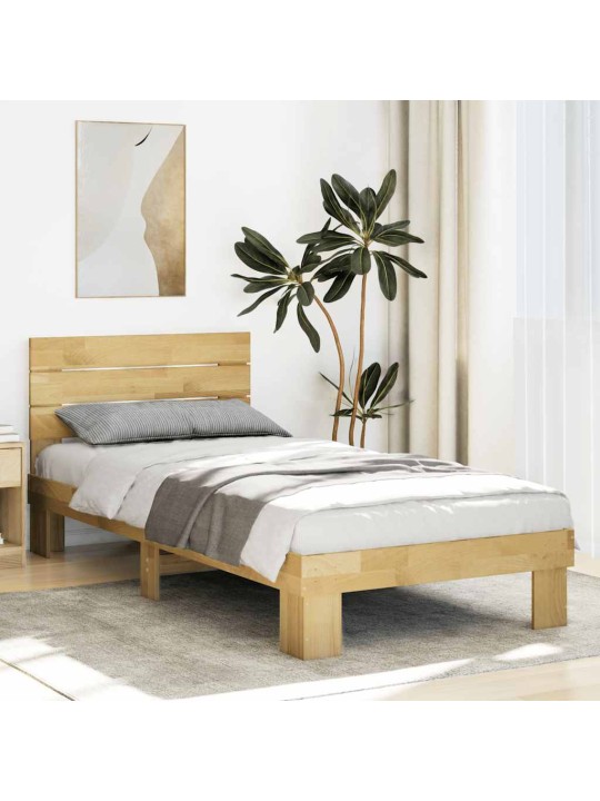 Gultas rāmis ar galvgali bez matrača 75x190 cm masīvkoka ozols