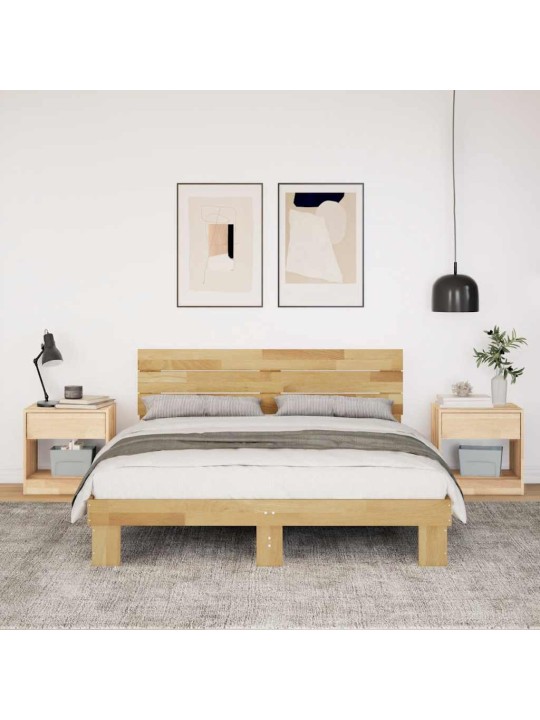 Gultas rāmis ar galvgali bez matrača 135x190 cm masīvkoka ozols