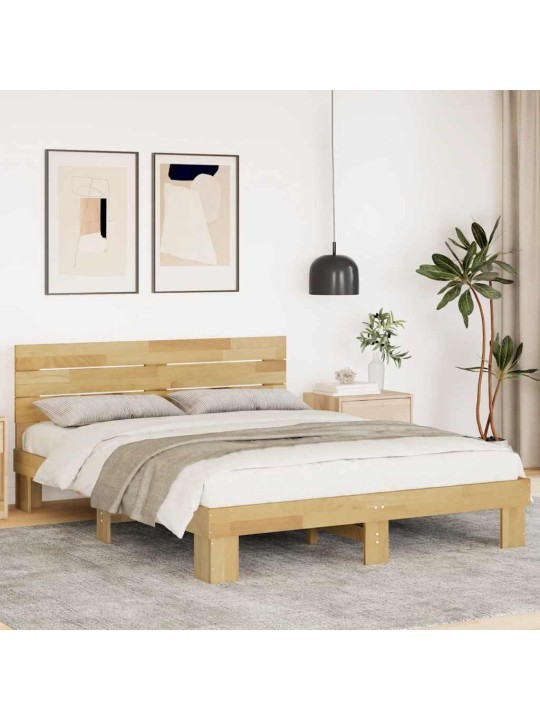 Gultas rāmis ar galvgali bez matrača 135x190 cm masīvkoka ozols