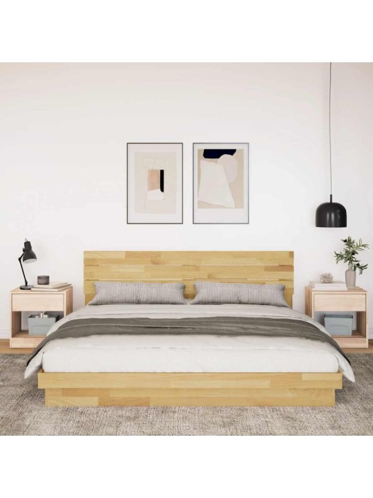 Gultas rāmis ar galvgali bez matrača 200x200 cm masīvkoka ozols