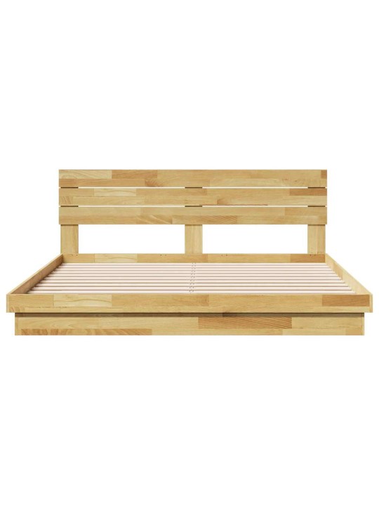 Gultas rāmis ar galvgali bez matrača 200x200 cm masīvkoka ozols