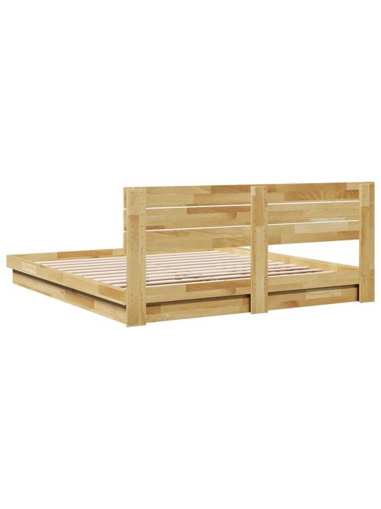 Gultas rāmis ar galvgali bez matrača 200x200 cm masīvkoka ozols