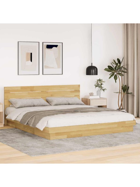 Gultas rāmis ar galvgali bez matrača 200x200 cm masīvkoka ozols